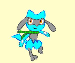riolu smogon|riolu with scarf and goggles.